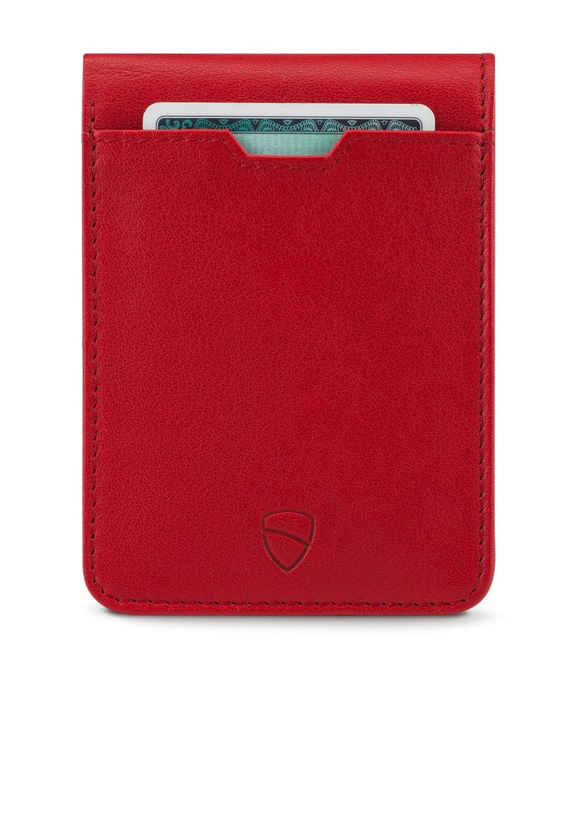 Vaultskin MANHATTAN Slim RFID Blocking Bifold Leather Wallet for Men - Minimalist Front Pocket Card Holder, Holds 9 Cards & Cash, Premium Italian Leather (Carmine Red) - Image 4